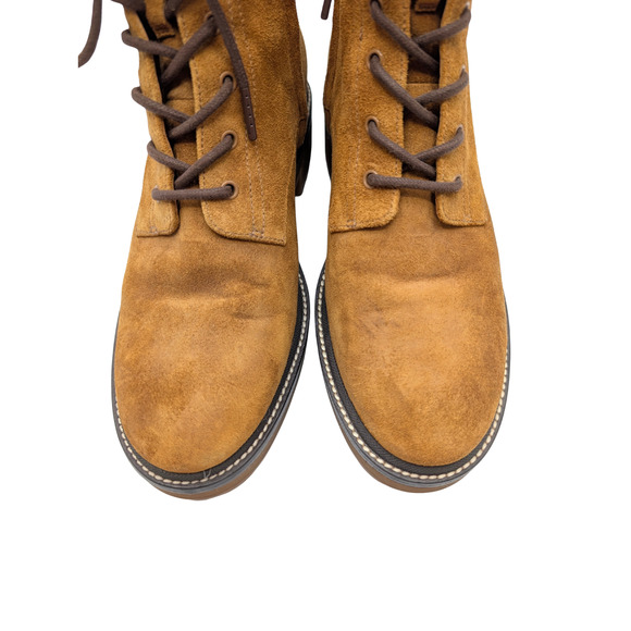 Tory Burch Miller Suede Chestnut Combat Boots Size 8 - Picture 6 of 7